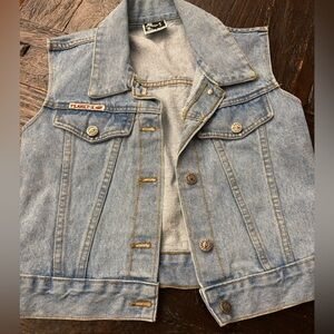 Planet X Small Denim Sleeveless Vest with Button Details